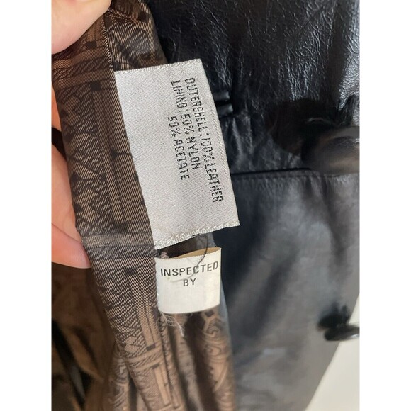 Vintage Global Identity G-III Sz Medium Women’s Black Leather Long Trench Coat - Picture 11 of 13